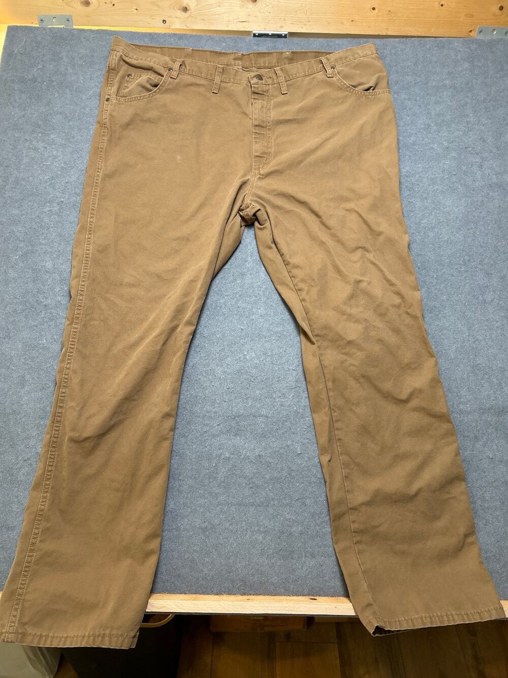 Wrangler Rugged Wear Brown Canvas Work Pants Relaxed Fit Men's 48x34